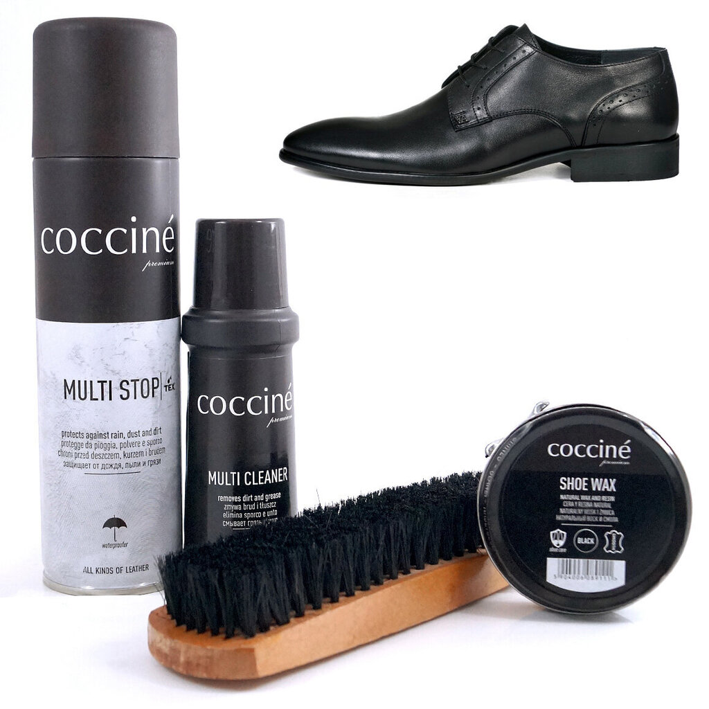 Komplekt musta värvi naturaalsele nahale Coccine® hind ja info | Rõivaste ja jalatsite hooldus | kaup24.ee