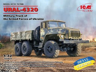 Liimitav mudel ICM 72708 Military Truck of the Armed Forces of Ukraine URAL-4320 1/72 цена и информация | Склеиваемые модели | kaup24.ee