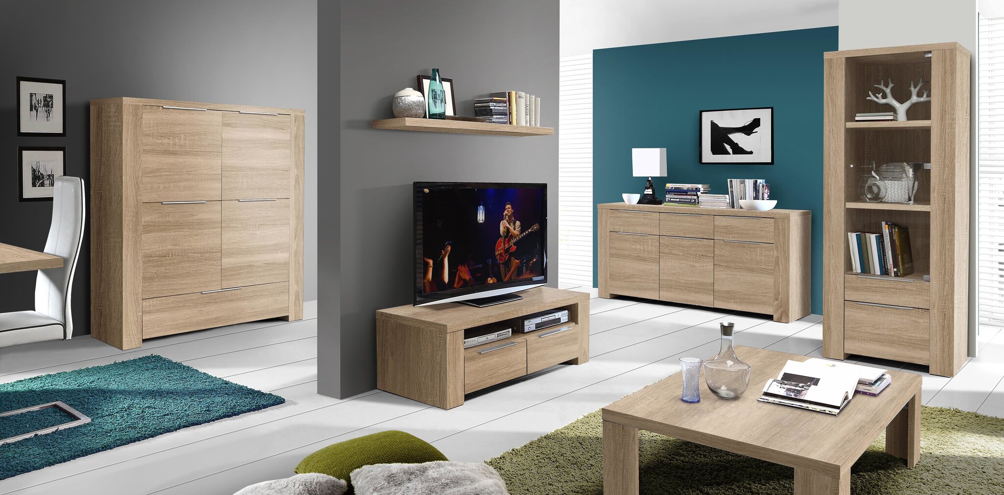 Tv-alus Calpe 124cm, sonoma tamm цена и информация | TV alused | kaup24.ee