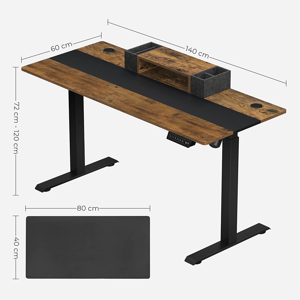 Reguleeritava kõrgusega laud vintage pruuni ja musta värvi hind ja info | Arvutilauad, kirjutuslauad | kaup24.ee