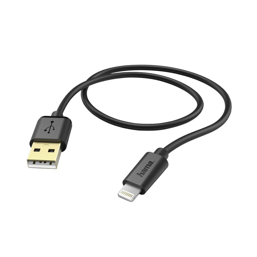 USB kaabel Hama, sobib iPhone/iPad, 1,5 m, must цена и информация | Mobiiltelefonide kaablid | kaup24.ee