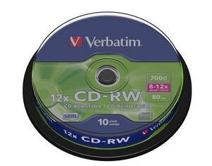 Verbatim CD+RW, 12 x 700 MB, 10 tk. (43480) hind ja info | Vinüülplaadid, CD, DVD | kaup24.ee