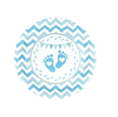 Одноразовые бумажные тарелки  Baby Shower, 18 см, 6 шт, цвет: голубой, 6287 цена и информация | Праздничная одноразовая посуда | kaup24.ee