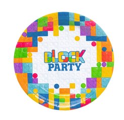 Одноразовые бумажные тарелки Block Party, 18 см, 6 шт, 9401 цена и информация | Праздничная одноразовая посуда | kaup24.ee