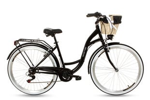 Jalgratas Goetze 28 6SP koos punutud korvi ja sisuga, must hind ja info | Jalgrattad | kaup24.ee