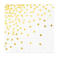 Бумажные салфетки, 33 x 33 см, 10 шт, цвет: белый, горошки, золото, 4756 цена и информация | Праздничная одноразовая посуда | kaup24.ee