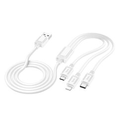 USB кабель Hoco X74 3 в 1 MicroUSB-Lightning-Type-C, 1.0м, белый цена и информация | Кабели для телефонов | kaup24.ee