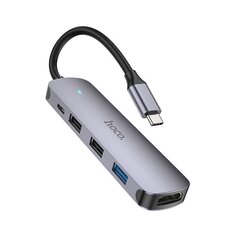 Адаптер Hoco HB27 Type-C Multi-Function Converter HDMI+USB3.0+USB2.0*2+PD серый цена и информация | Адаптеры и USB-hub | kaup24.ee