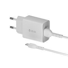 Laadija Devia Smart 2 USB pesaga (2,4A) + MicroUSB, valge hind ja info | Mobiiltelefonide laadijad | kaup24.ee