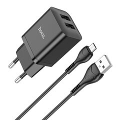 Сетевая зарядка Hoco N25 2xUSB-A (2.1A) + Type-C черная цена и информация | Зарядные устройства для телефонов | kaup24.ee