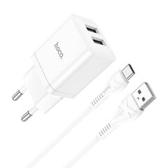 Laadija Hoco N25 2xUSB-A (2.1A) + Type-C valge hind ja info | Mobiiltelefonide laadijad | kaup24.ee