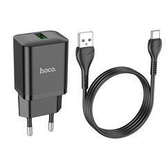 Сетевая зарядка Hoco N26 USB-A Quick Charge 3.0 18W + Type-C черная цена и информация | Зарядные устройства для телефонов | kaup24.ee