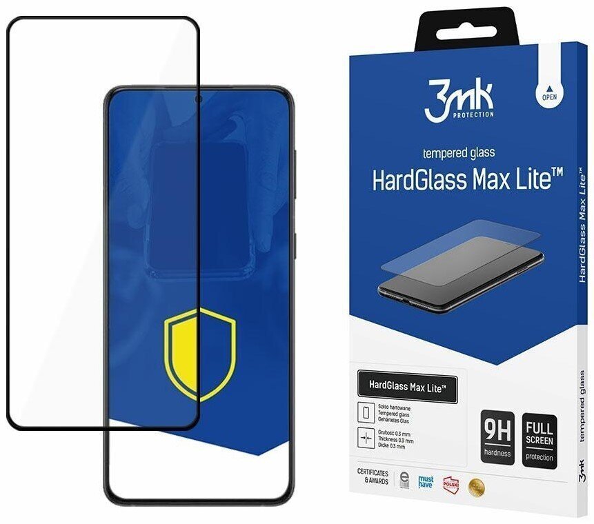 LCD kaitsev karastatud klaas 3MK Hard Glass Max Lite Xiaomi 13 must hind ja info | Ekraani kaitsekiled | kaup24.ee