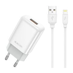 Laadija Jellico EU01 2.4A USB + Lightning valge hind ja info | Mobiiltelefonide laadijad | kaup24.ee