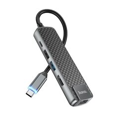 Адаптер Hoco HB23 Easy View Type-C to HDMI+USB3.0+USB2.0+RJ45+PD серый цена и информация | Адаптеры и USB-hub | kaup24.ee