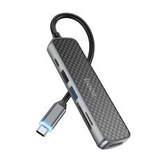 Адаптер Hoco HB24 Easy Display Type-C to HDMI+USB3.0+USB2.0+SD+TF+PD серый цена и информация | Адаптеры и USB-hub | kaup24.ee