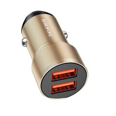 Borofone Car charger BZ19 Wisdom - 2xUSB - 12W with USB to Type C cable gold цена и информация | Зарядные устройства для телефонов | kaup24.ee
