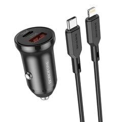 Автомобильная зарядка Borofone BZ18A USB-A/Type-C PD20W+QC3.0 + Lightning черная цена и информация | Зарядные устройства для телефонов | kaup24.ee