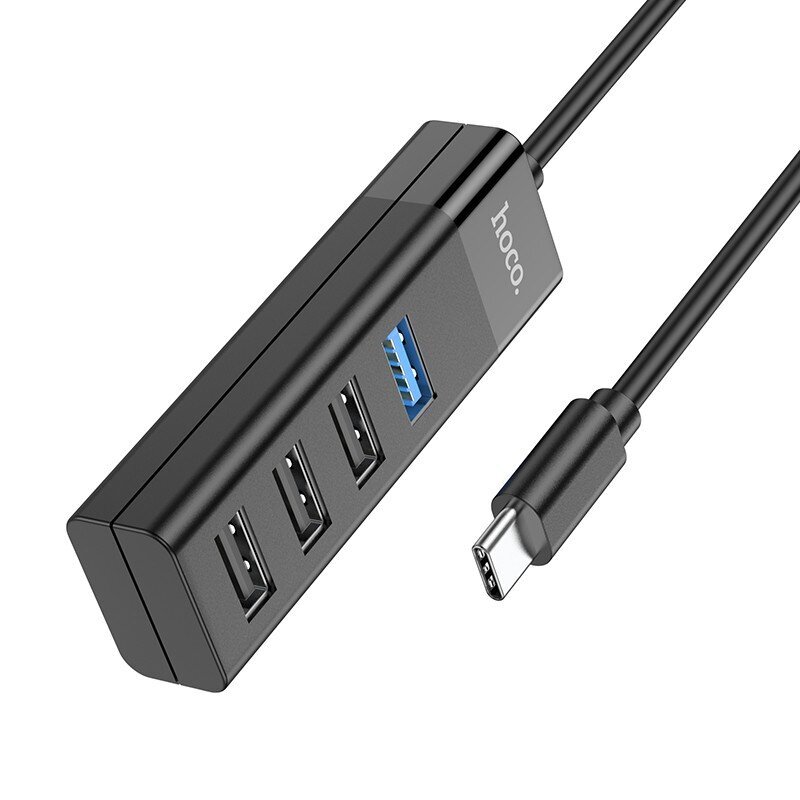 USB jagaja Hoco HB25 Easy mix 4-in-1 converter Type-C to 1xUSB3.0+3 x USB 2.0, must цена и информация | USB jagajad, adapterid | kaup24.ee