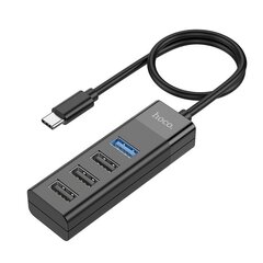 USB jagaja Hoco HB25 Easy mix 4-in-1 converter Type-C to 1xUSB3.0+3 x USB 2.0, must hind ja info | Hoco Arvutid ja IT- tehnika | kaup24.ee