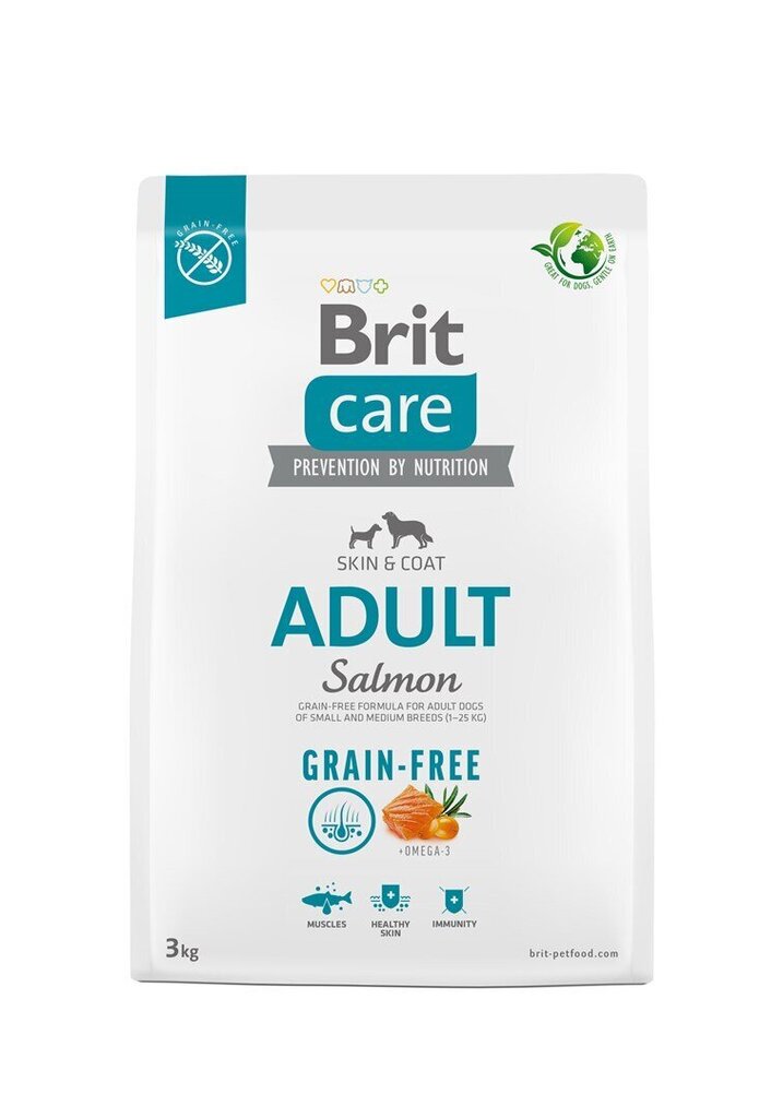 Brit Care Grain-Free Adult Salmon koeratoit 3kg цена и информация | Kuivtoit koertele | kaup24.ee