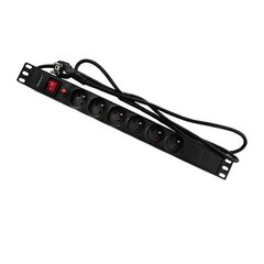 Qoltec 53995 Блок питания от перенапряжения для RACK 19&quot; с CB | 1U | 16A | PDU | 6xFRENCH | 2m цена и информация | Удлинители | kaup24.ee