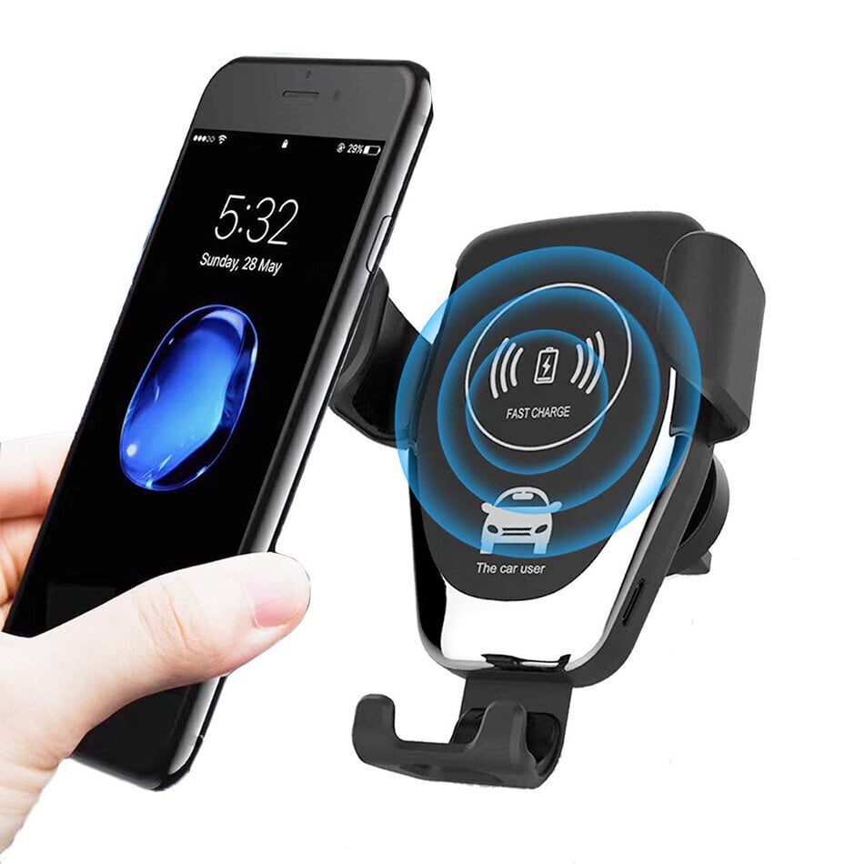 2in1 telefonihoidja ja juhtmevaba laadija; Autotelefoni hoidik ja juhtmeta laadija; Car phone holder and charger, LIVMAN D-01 цена и информация | Mobiiltelefonide hoidjad | kaup24.ee