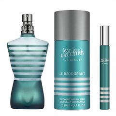 Kingikomplekt meestele Jean Paul Gaultier Le Male: tualettvesi EDT 75 ml + reisisprei 10 ml + pihustatav deodorant 150 ml hind ja info | Meeste parfüümid | kaup24.ee