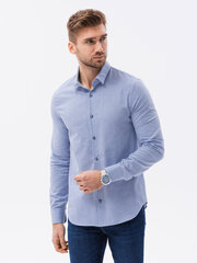 Рубашка мужская с длинным рукавом SLIM FIT - V9 синяя K642 цена и информация | Мужские рубашки | kaup24.ee