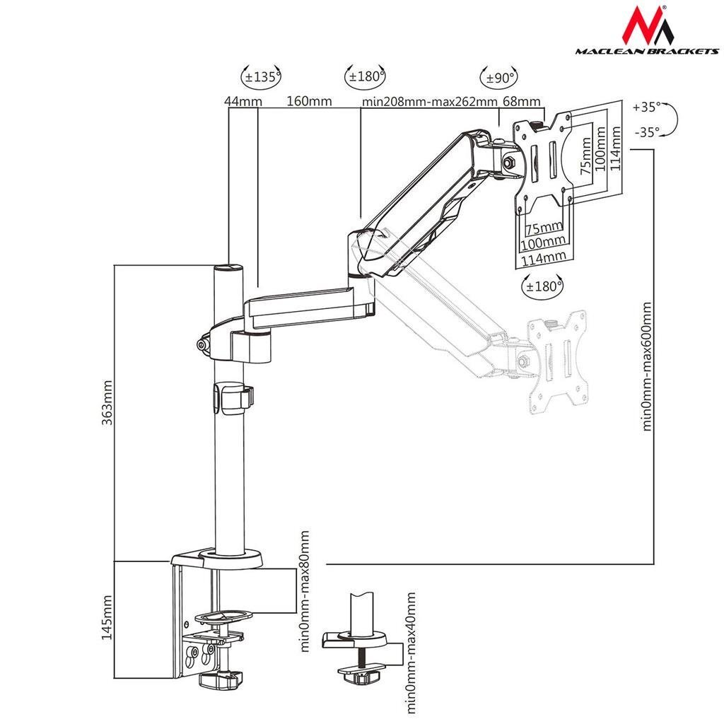 MACLEAN MC-775 hind ja info | Monitori hoidjad | kaup24.ee