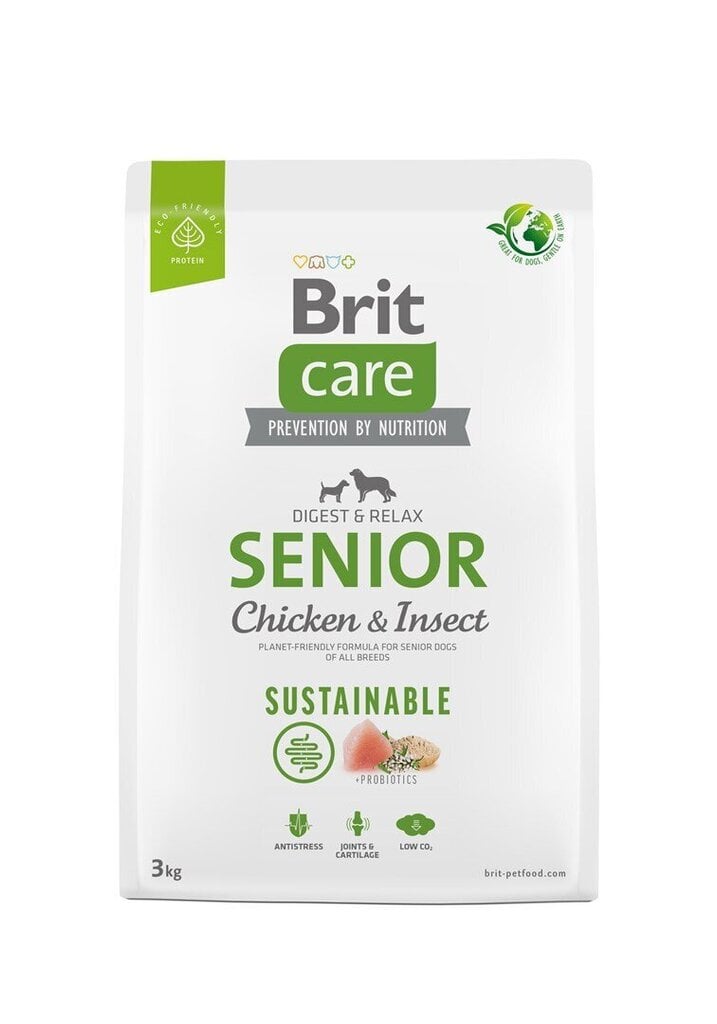 Brit Care Sustainable Senior Chicken&Insect koeratoit 3kg hind ja info | Kuivtoit koertele | kaup24.ee