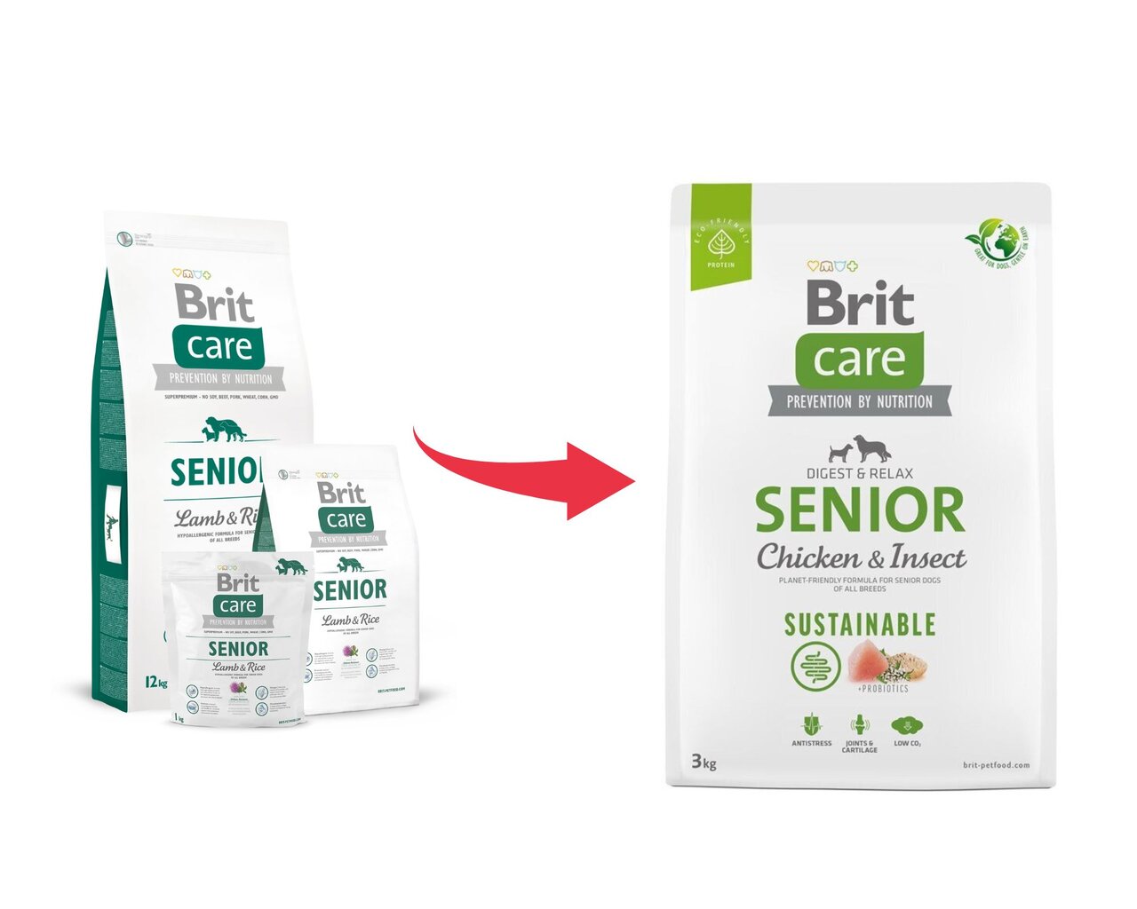 Brit Care Sustainable Senior Chicken&Insect koeratoit 3kg цена и информация | Kuivtoit koertele | kaup24.ee