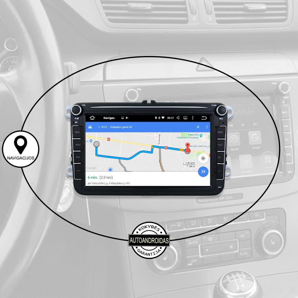 VOLKSWAGEN SKODA SEAT UNIVERSALI 2003-13 Android multimeedia 8" ekraan Ekraan Autoraadio GPS/WIFI/Bluetooth цена и информация | Autoraadiod, multimeedia | kaup24.ee