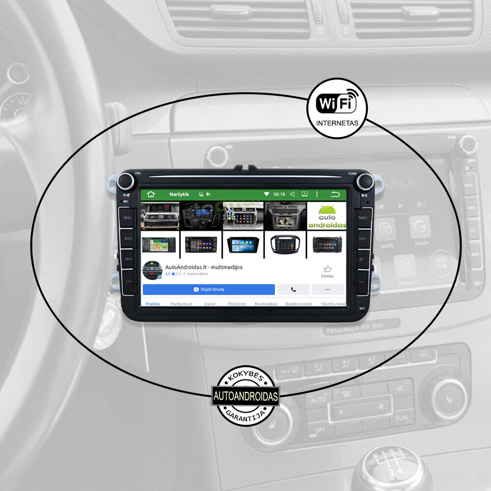 VOLKSWAGEN SKODA SEAT UNIVERSALI 2003-13 Android multimeedia 8" ekraan Ekraan Autoraadio GPS/WIFI/Bluetooth hind ja info | Autoraadiod, multimeedia | kaup24.ee