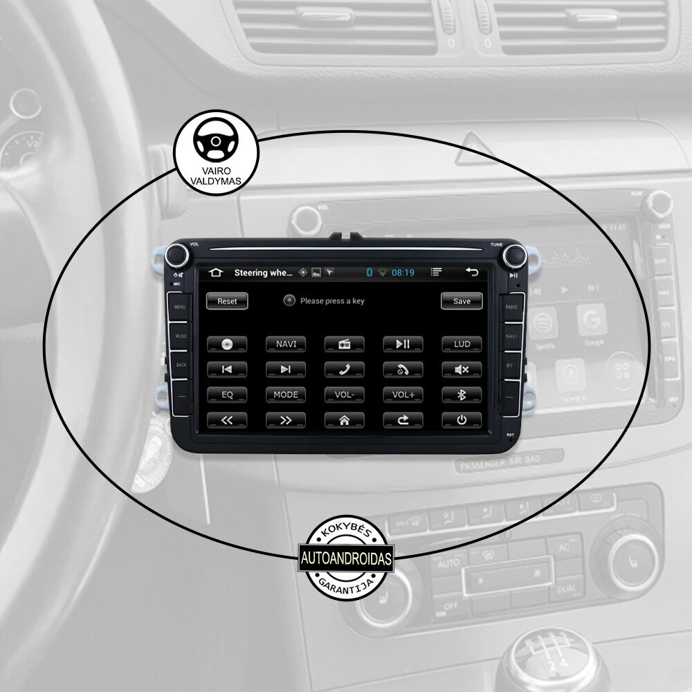 VOLKSWAGEN SKODA SEAT UNIVERSALI 2003-13 Android multimeedia 8" ekraan Ekraan Autoraadio GPS/WIFI/Bluetooth цена и информация | Autoraadiod, multimeedia | kaup24.ee