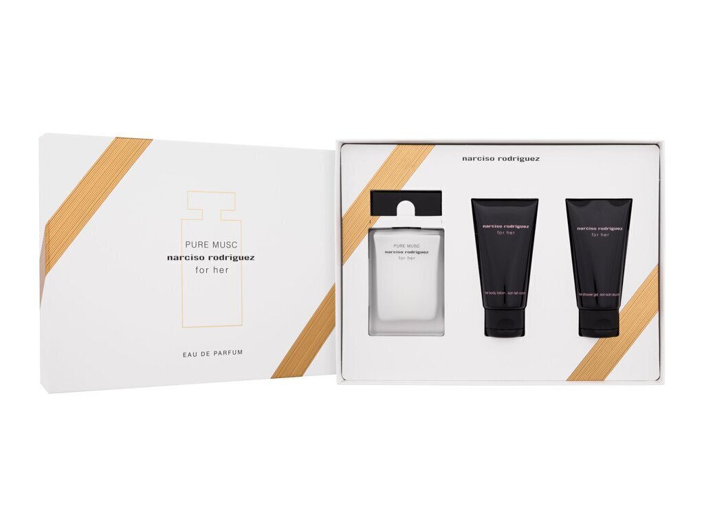 Kosmeetiline kinkekomplekt naistele Narciso Rodriguez Ladies Pure:  parfüümvesi EDP naistele 50 ml + ihupiim 50 ml + dušigeel 50 ml. hind |  kaup24.ee