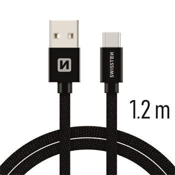 Swissten Textile Universal Quick Charge 3.1 USB-C Data and Charging Cable 1.2m Black hind ja info | Mobiiltelefonide kaablid | kaup24.ee