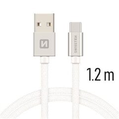 Swissten Textile Universal Quick Charge 3.1 USB-C Data and Charging Cable 1.2m Silver цена и информация | Кабели для телефонов | kaup24.ee