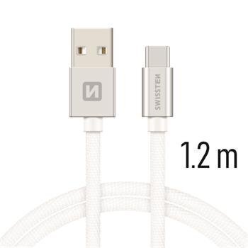 Swissten Textile Universal Quick Charge 3.1 USB-C Data and Charging Cable 1.2m Silver hind ja info | Mobiiltelefonide kaablid | kaup24.ee