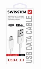 Universaalne kaabel Swissten USB-C 3.1, 2.0 m, valge hind ja info | Mobiiltelefonide kaablid | kaup24.ee