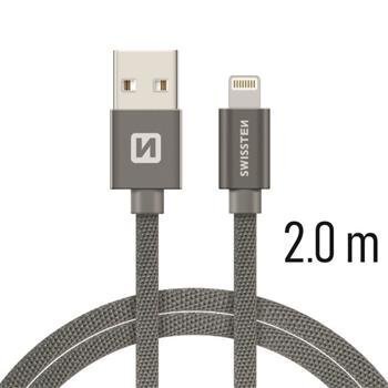 Swissten Textile Fast Charge 3A Lightning (MD818ZM/A) Data and Charging Cable 2m Grey hind ja info | Kaablid ja juhtmed | kaup24.ee