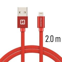 USB-кабель Swissten Textile 3A Lightning, 2,0 м, красный цена и информация | Кабели и провода | kaup24.ee