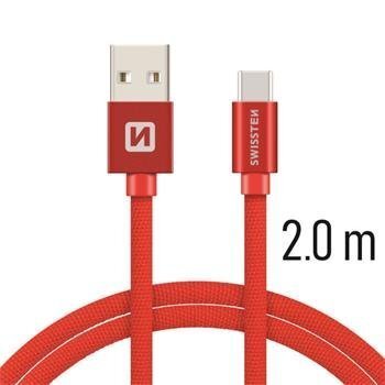 Swissten Textile Universal Quick Charge 3.1 USB-C Data and Charging Cable 2m Red цена и информация | Mobiiltelefonide kaablid | kaup24.ee