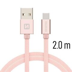 Swissten Textile Universal Quick Charge 3.1 USB-C Data and Charging Cable 2m Rose Gold цена и информация | Кабели для телефонов | kaup24.ee