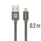 USB kaabel Swissten Textile 3A Lightning, 0.2 m, hall цена и информация | Kaablid ja juhtmed | kaup24.ee