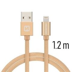 USB kaabel Swissten Textile 3A Lighthing, 1.2 m, kuldne hind ja info | Swissten Telerid ja tarvikud | kaup24.ee