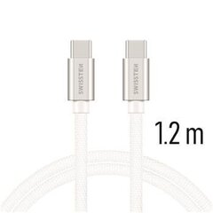 Swissten Textile Universal Quick Charge 3.0 USB-C to USB-C Data and Charging Cable 1.2m Silver цена и информация | Кабели для телефонов | kaup24.ee