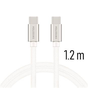 Swissten Textile Universal Quick Charge 3.0 USB-C to USB-C Data and Charging Cable 1.2m Silver hind ja info | Mobiiltelefonide kaablid | kaup24.ee