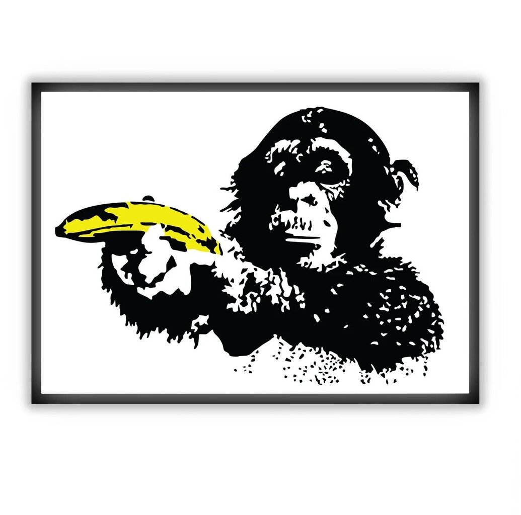 Seinaplakat Banksy Banana Monkey Graffiti sisekujundus - 100 x 68 cm hind ja info | Seinakleebised | kaup24.ee