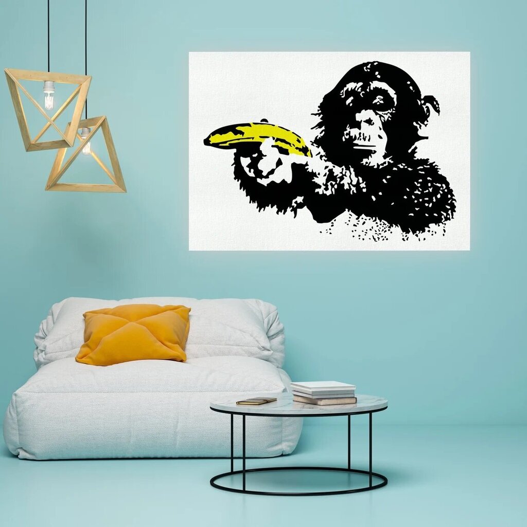 Prinditud lõuendi seinakunst Banksy Monkey banaanigrafiti sisekujundusega – 100 x 68 cm hind ja info | Seinapildid | kaup24.ee